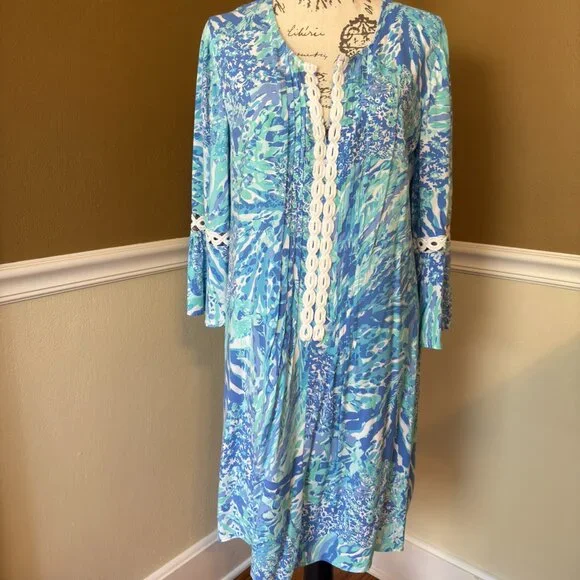 Lilly Pulitzer Hollie Tunic Dress Turtley Awesome Blue Peri Size Large - Picture 3 of 6